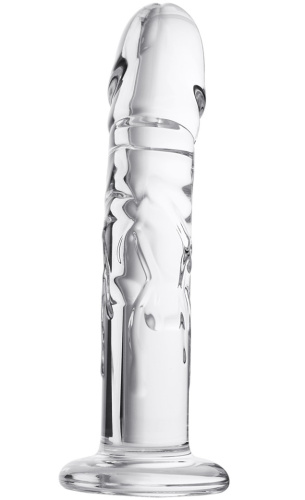 Реалистичный фаллос из прозрачного стекла Sexus Glass 20 см фото 4