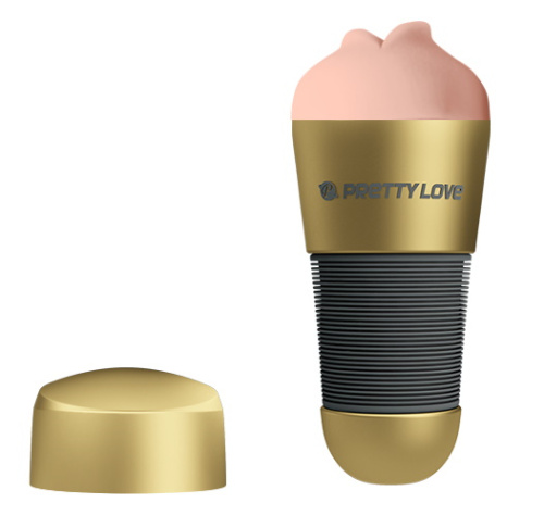 Мастурбатор-ротик в золотой колбе Pretty Love Kitty фото 5