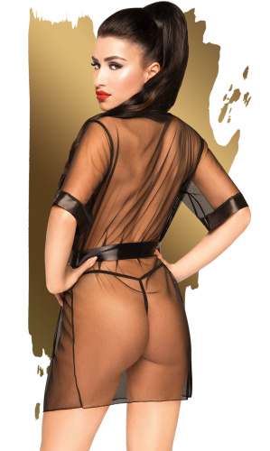 Прозрачный черный халатик со стрингами Penthouse Midnight Mirage XL фото 2