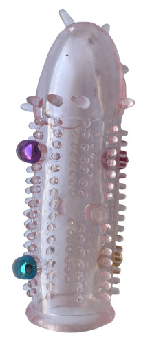 Насадка на пенис розовая с бусинами фото 3