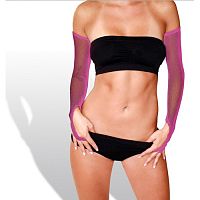 Длинные розовые перчатки из сетки