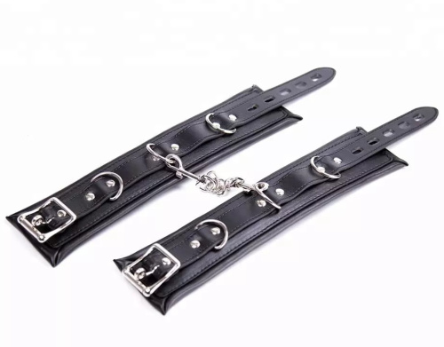 Черные БДСМ наручники с цепью фото 3