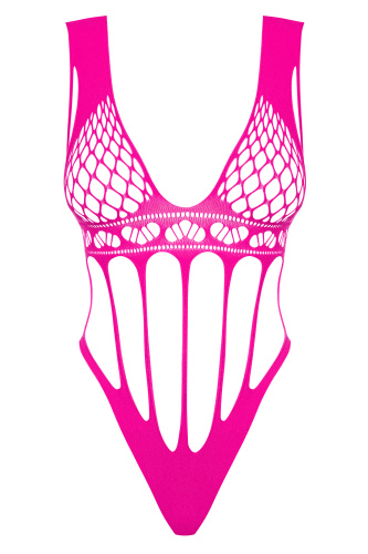 Смелое розовое боди-сетка с соблазнительными вырезами S/L фото 3