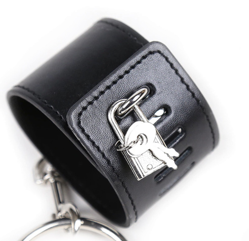 Длинная бондажная распорка с черными оковами 50 см фото 4